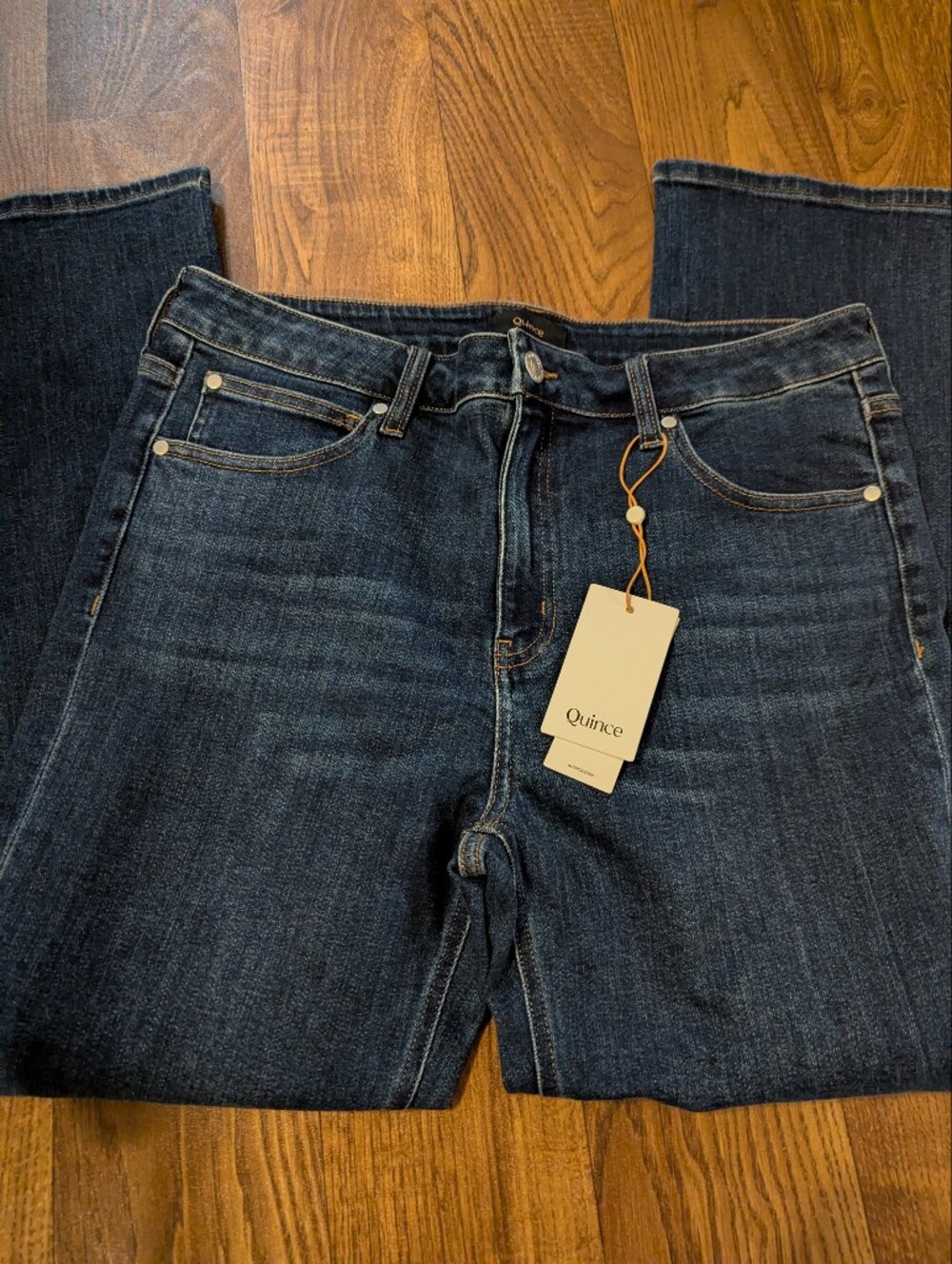 Quince Women Stretch Relaxed Straight Jeans 32x28 Denim New With Tags